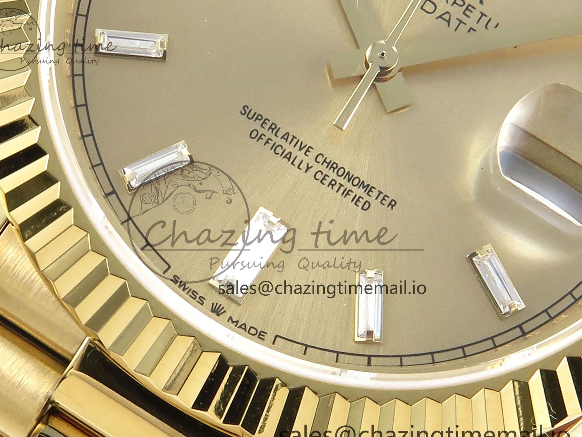 MiroTime 0129 Contemporary Day Date 128238 36mm YG KF 1:1 Best Edition YG Crystal Dial On President Bracelet A2836 (Gain Weight) 646